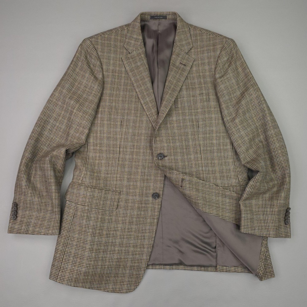 John W Nordstrom Blazer Mens 40R Brown Wool Houndstooth Tweed Sport Coat Jacket - Picture 7 of 15